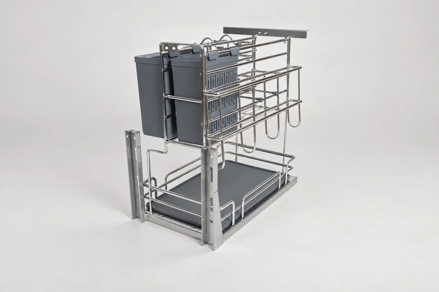 Pull-out spice and utensil organizer with separate storage compartments